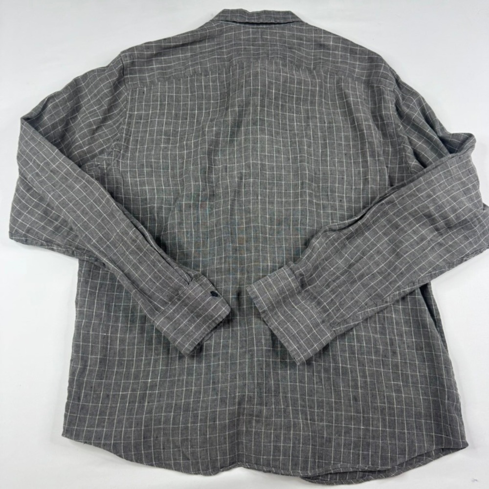 UNTUCKit Linen Button Down Shirt Mens Large Gray Plaid Long Sleeve Windowpane - Picture 3 of 8